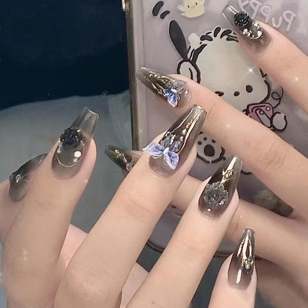 Venta caliente en Europa y América, parche de uñas dulce y fresco con incrustaciones de diamantes, uñas postizas de comercio exterior desmontables, piezas de uñas de uso transfronterizo terminadas image 25