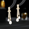 Elegant fashionable advanced earrings, shampoo, design zirconium from pearl, high-quality style, wholesale, trend of season
