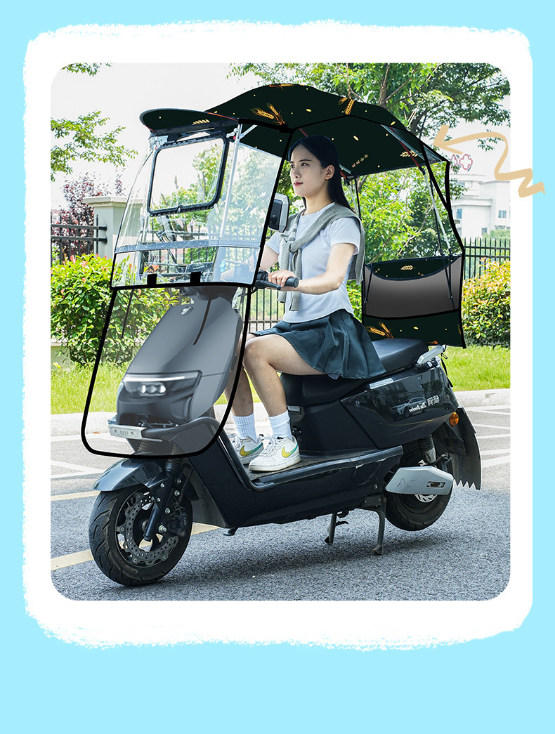 Wholesale Electric Vehicle Rain Shelter, Foldable Electric Motorcycle Sunshade Umbrella, Windproof Quick-Release Rainproof Carport
