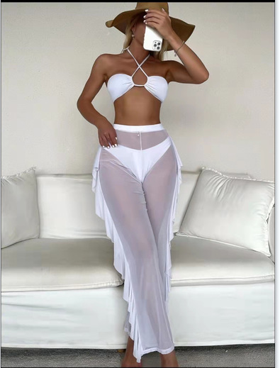 Bralette Bra Category Polyester Fabric Type 3 Piece Set Quantity Gym Occasion Comfort Function Women's Solid Color Patchwork 3 Piece Set Bikinis