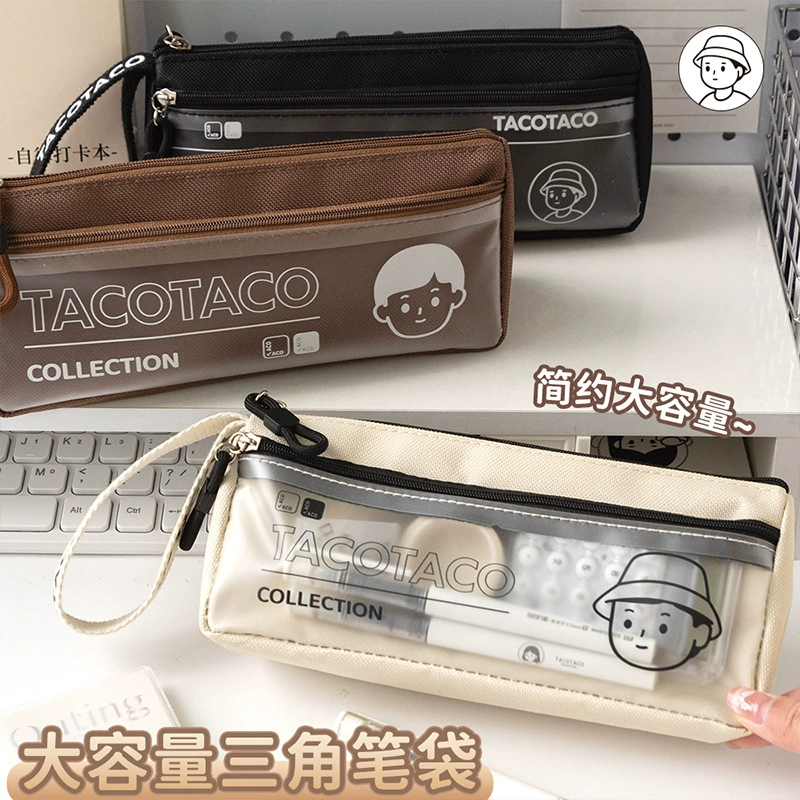 Серия TACOTACO минималистский треугольный сумка для ручки большой емкости оксфордский материал креативный двухслойный ручная сумка для хранения