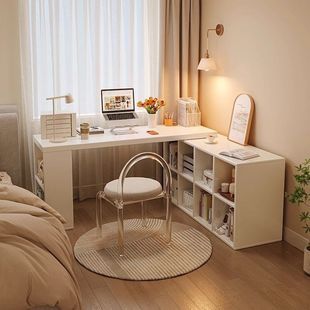 Solid Wood Corner Desk Bookshelf Integrated Table Workbench Computer Table Bedroom Girls Home Bedside Table
