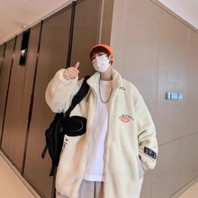 青少年棉衣男冬季新款外套宽松潮牌外套港风贴标立领抽绳棉服上衣