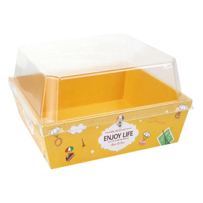 Sándwich Bento embalaje transparente palomitas de maíz carne seca hilo pequeño Shell puff pan caja pastel rollo largo pastel cuadrado