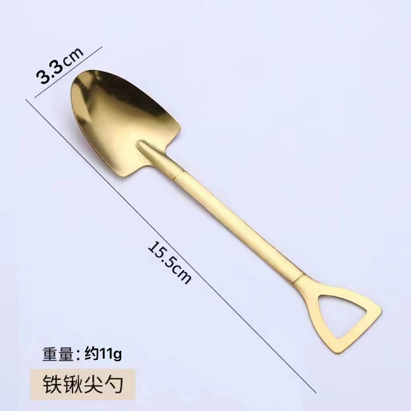 304不锈钢西瓜勺创意甜品勺雪糕勺蛋糕水果工兵勺调羹勺铁锹勺子|undefined