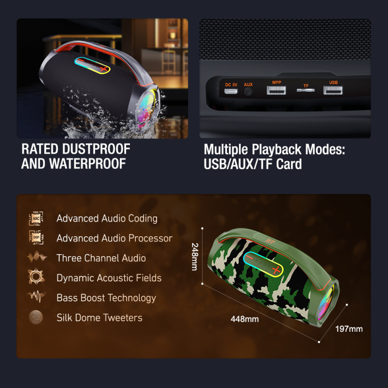 ZQS-X7の外国貿易の爆発的な戦神のサブウーファの屋外の無線のbluetoothのスピーカーの双振動の膜のカードの手提げのスピーカー|undefined