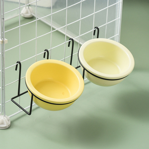 Pet bowl hanging cat bowl ceramic cat food bowl fixed dog drinking bowl overturned bowl rack cat cage hanging bowl