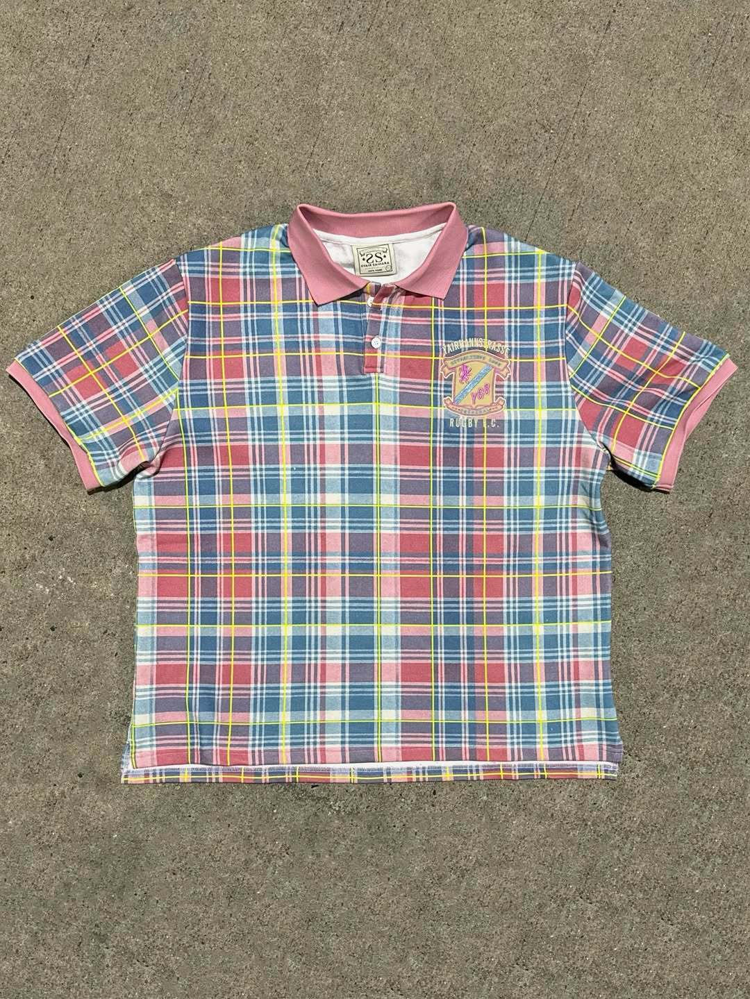 Other Shirt Plaid American Vintage Crest Polo Pink Blue