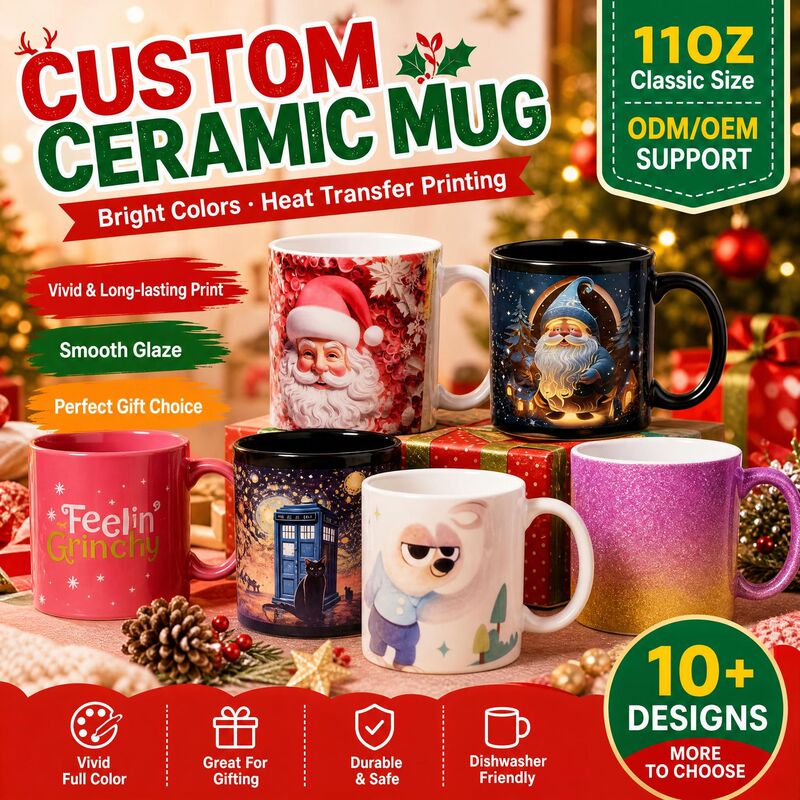 Mug Christmas Water Cup Souvenir Household Product Cross-Border N11Oz Heat Transfer Ceramic Cup High Aesthetic Value Mug Christmas Water Cup Souvenir Household Product Cross-Border N11Oz Heat Transfer Ceramic Cup High Aesthetic Value