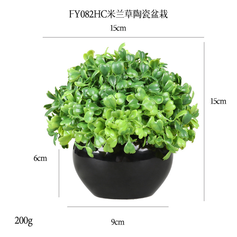 Planta Artificial de Bola Verde en Maceta de Cerámica y Plástico Decorativa para Escritorio