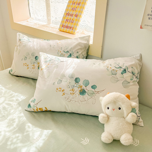 Winter 60-count small fresh floral cotton bed four-piece set wholesale pure cotton sheets and fitted sheets three-piece customized set