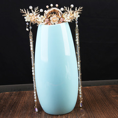 Children's Hanfu Head Accessory Set for Girls, Ancient Style with Flowing Silks, Golden Flower Hairpin, Bride's Xiaohuo Dress, Classic Chinese Hair Accessories