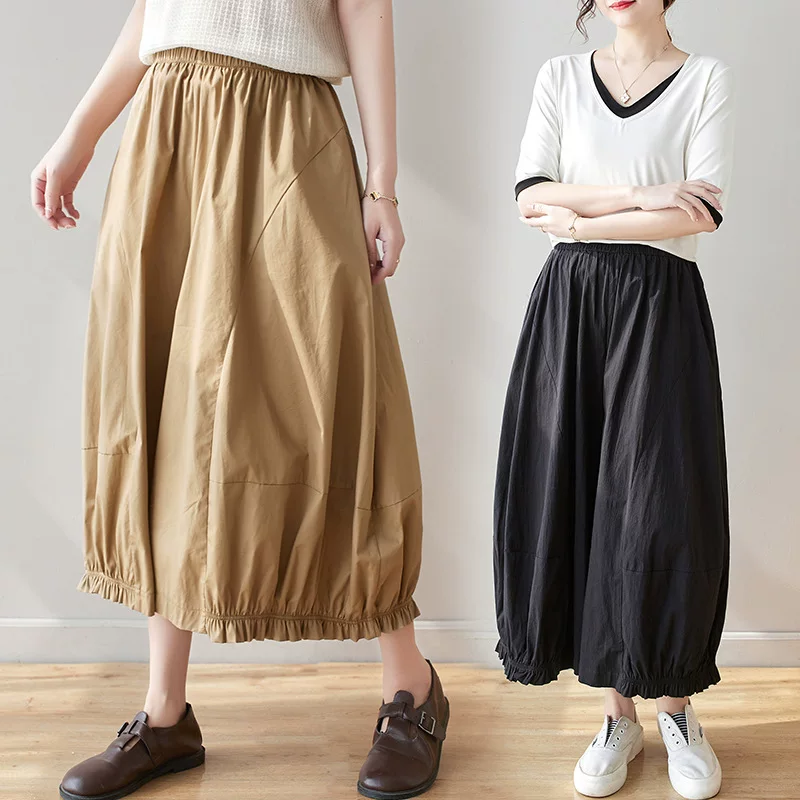 Summer retro trousers, plus size, loose fit