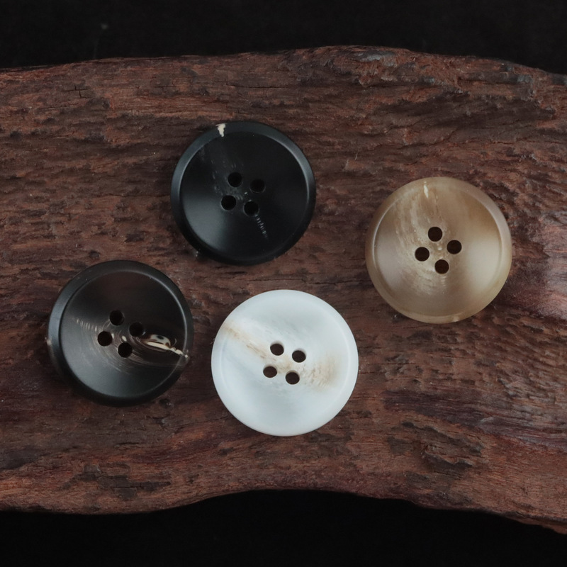 Matte Beige Casual Resin Four-Hole Buttons for Clothes, Suits, Shirts, Pants, Black Buttons