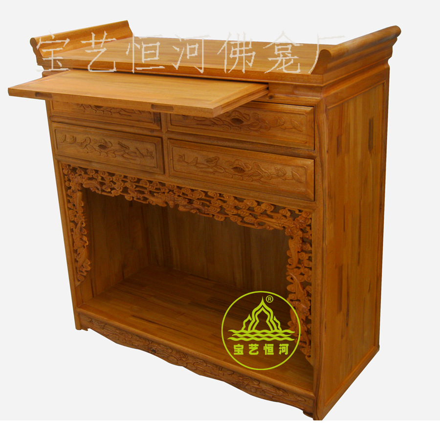 Landlord God of Wealth Altar Land God Cabinet Home Buddha Table Altar Mortise and Tenon Structure Camphor Wood Buddha Niche Production and Processing