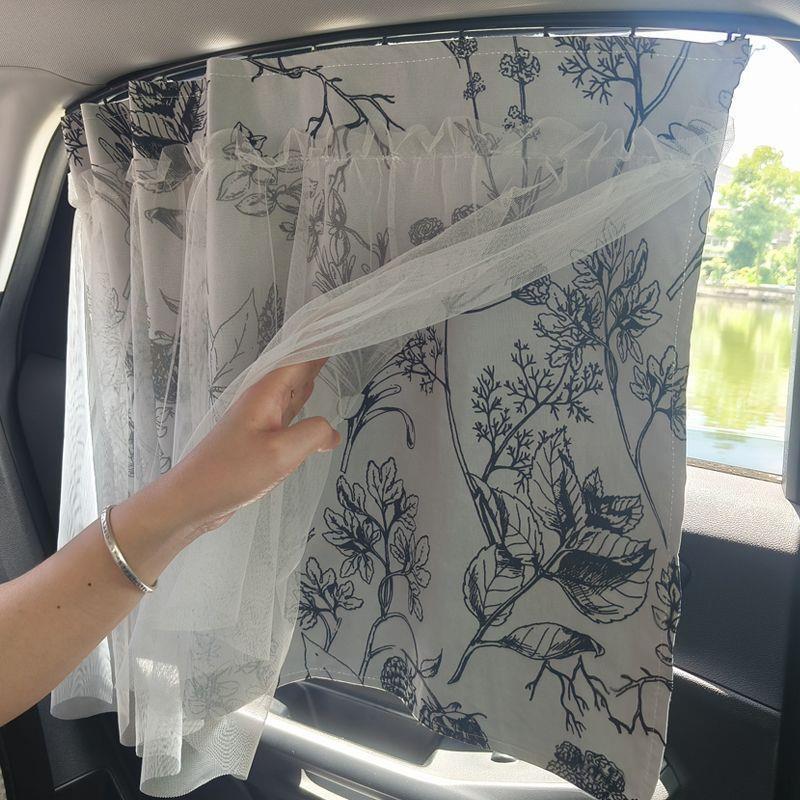 Track-Mounted Snap-In Car Sunshade Curtain for Baby Car Interior Window Privacy Curtain, Infant Sun Protection and Heat Insulation Curtain