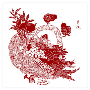 5Zw Paper-Cut Flower Basket Paper-Cut Pattern Hand-Carved Paper Flower and Bird Pattern Material Printing Manuscript Style Window Grille