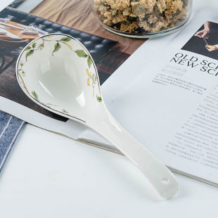 Jinlanyu Bone China Soup Spoon Xiangyi Lishe Bone China Ladle Porcelain Damasago Ladle Long Soup Dreamland