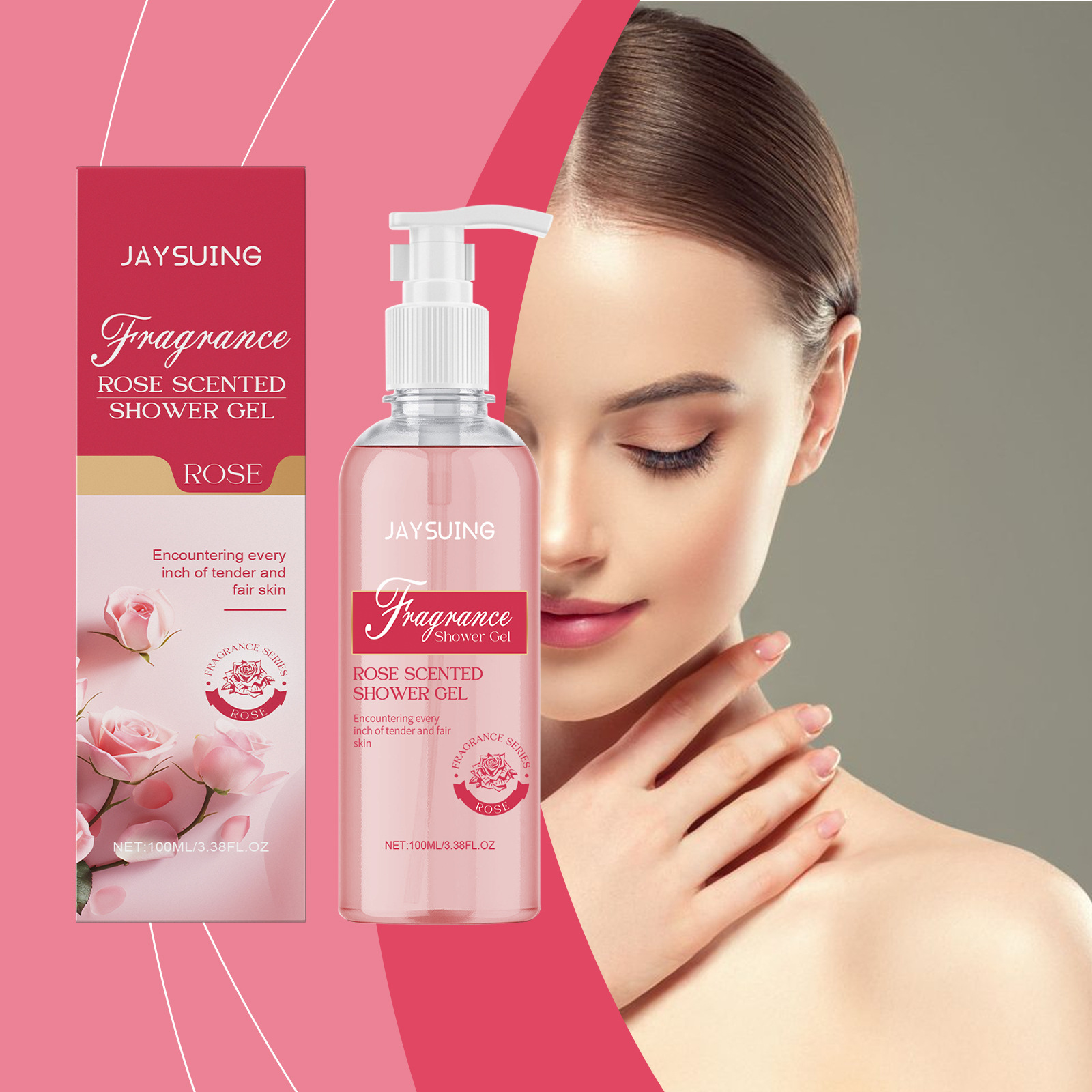 Ladies Rose Fragrance Body Wash, Fragranza da bagno Detergente Corpo Ladies Bathing Detergente Rinfrescante_voghion.com