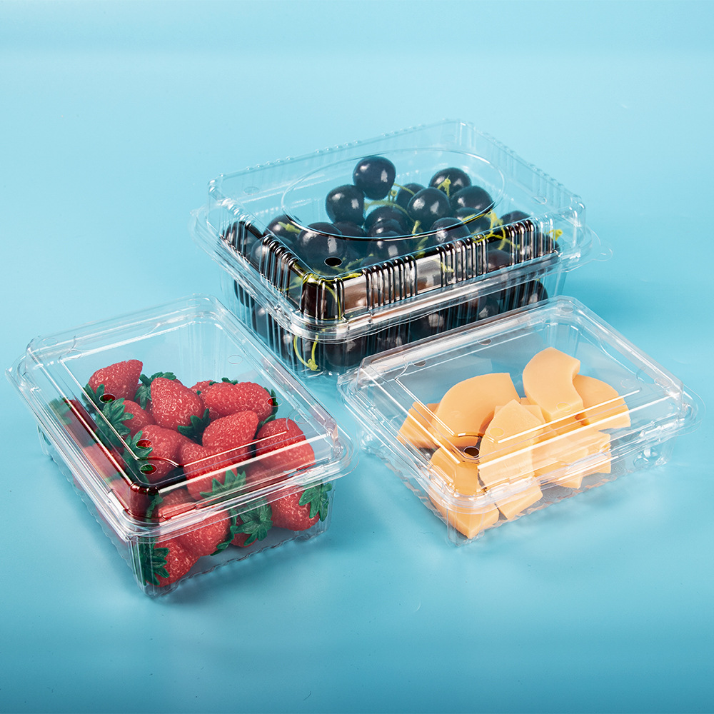 Caja de frutas de plástico desechable personalizada caja de frutas de seis cuadrones con cubierta caja de embalaje transparente