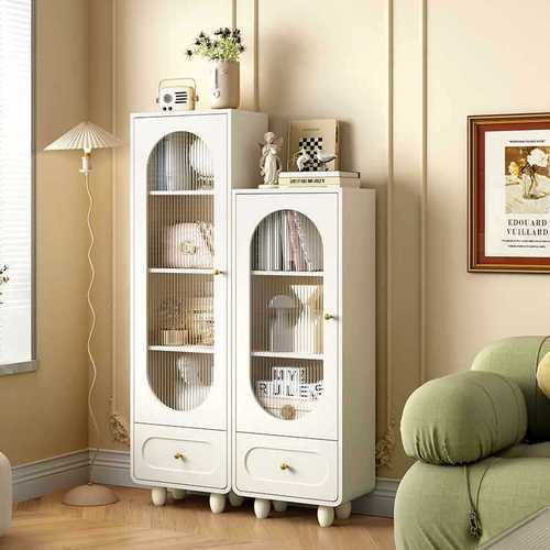 French cream style combination bookcase for home living room, with glass dustproof display cabinet, TV sofa side cabinet, bookshelf, 30