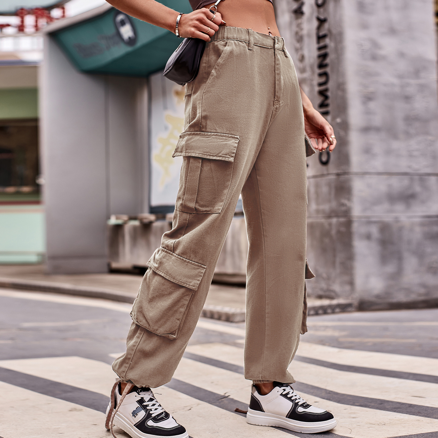 Pantalones Cargo Vaqueros de Diseño Holgado con Cordón, Estilo Informal y Deportivo, para Mujer, Comercio Exterior Europeo y Americano, Novedad de Amazon 2024