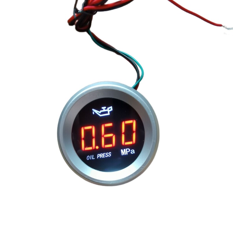 Cross-border car 12/24v Universal round Digital Display oil gauge round 52MM without plug flashing alarm electronic