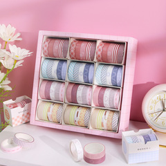 Macaron color handbook set gift box solid color basic retro washi tape color printed handbook tape