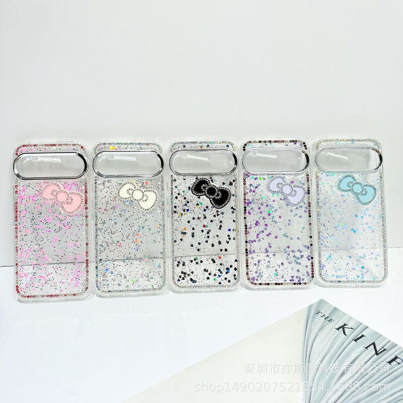 Rhinestone Bow Phone Case Google Pixel 8/9A/10Pro XL Transparent Glue Glitter Protective Cover Rhinestone Bow Phone Case Google Pixel 8/9A/10Pro XL Transparent Glue Glitter Protective Cover