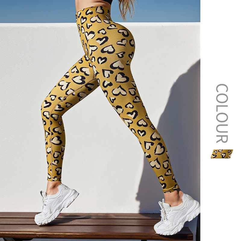 European and American Cross-border Seamless Love Leopard Print High Waist Peach Hip Fitness Trousers Breathable Yoga Pants European and American Cross-border Seamless Love Leopard Print High Waist Peach Hip Fitness Trousers Breathable Yoga Pants