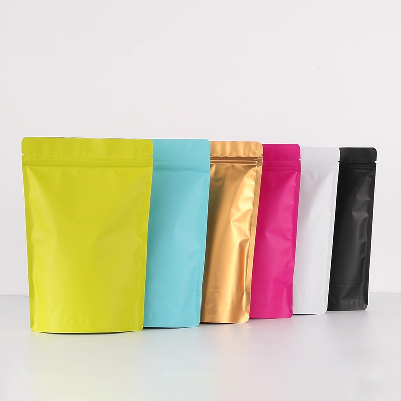 Colored ziplock bag frosted aluminum foil stand-up bag food tea sealed bag fish bait powder plastic packaging bag