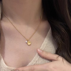 S925純銀同項伸糸小方糖ネックレス女性金シンプル小衆高級洋気百合気質鎖骨鎖