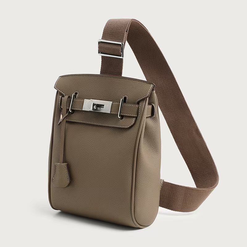 Genuine Leather Bag, Women's Chest Bag, Cycling Shoulder Bag, Unisex Chest Bag, Outdoor Mountaineering Portable Waist Bag, Crossbody Bag
