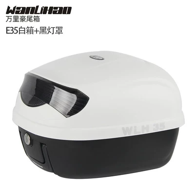 Motorcycle trunk – backrest box - e35-white-box-black-lampshade