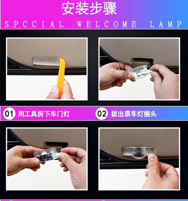 Suitable for Tesla Model3 Modelx Models Welcome Light Modified to Decorate the Car Door with a Projection Atmosphere Led Light