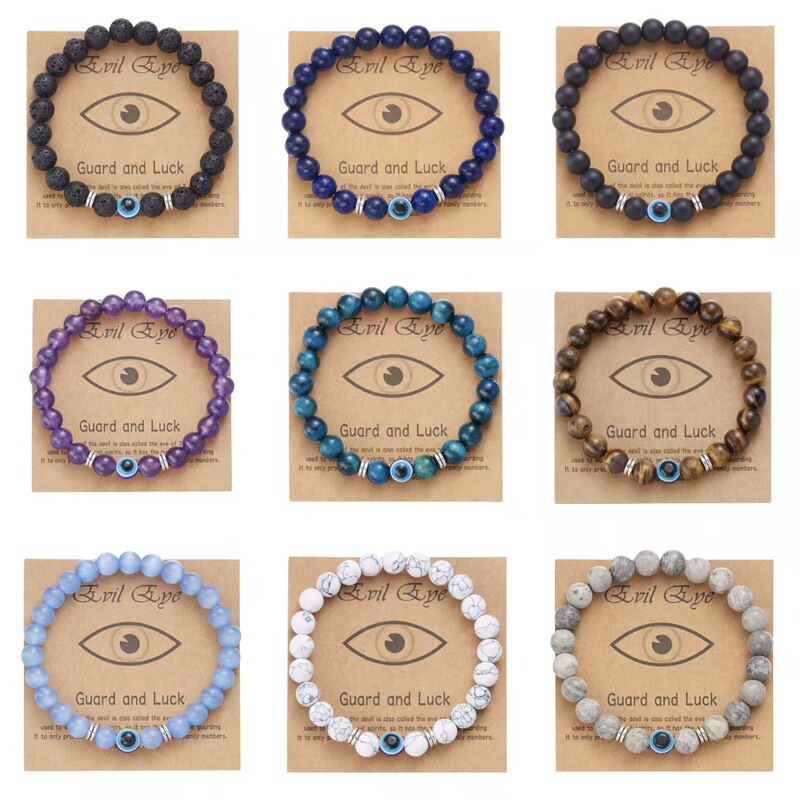 European and American Cross-Border Hot Selling Devil's Eye Bracelet Female Tiger Eye Stone White Turquoise Blue Eyes Evil Eye Bracelet Beads
