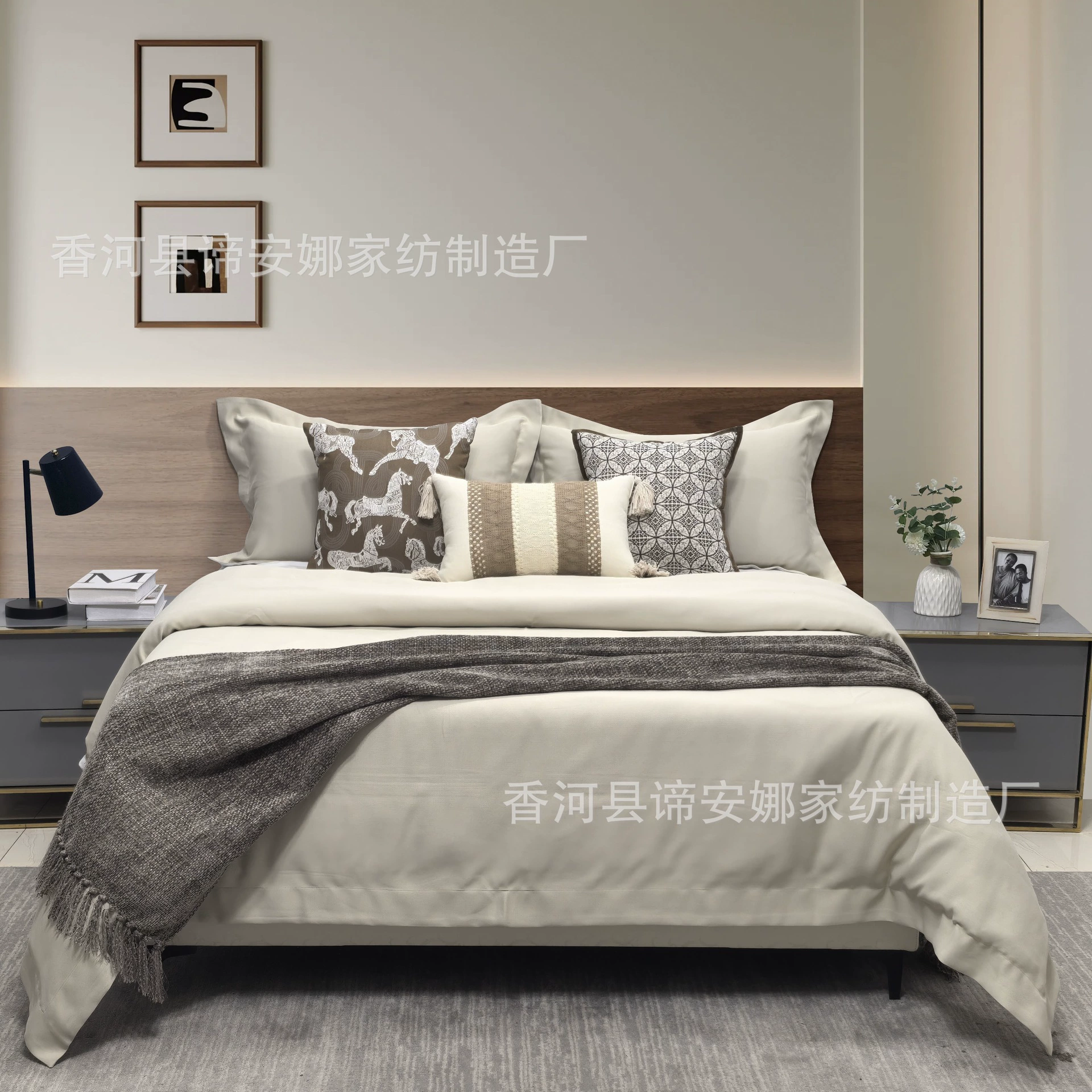 Мебельный выставочный зал, модельная комната с мягким постельным бельем, современный американский доступный роскошный комплект постельного белья для моделирования комнаты, многокомпонентный набор.