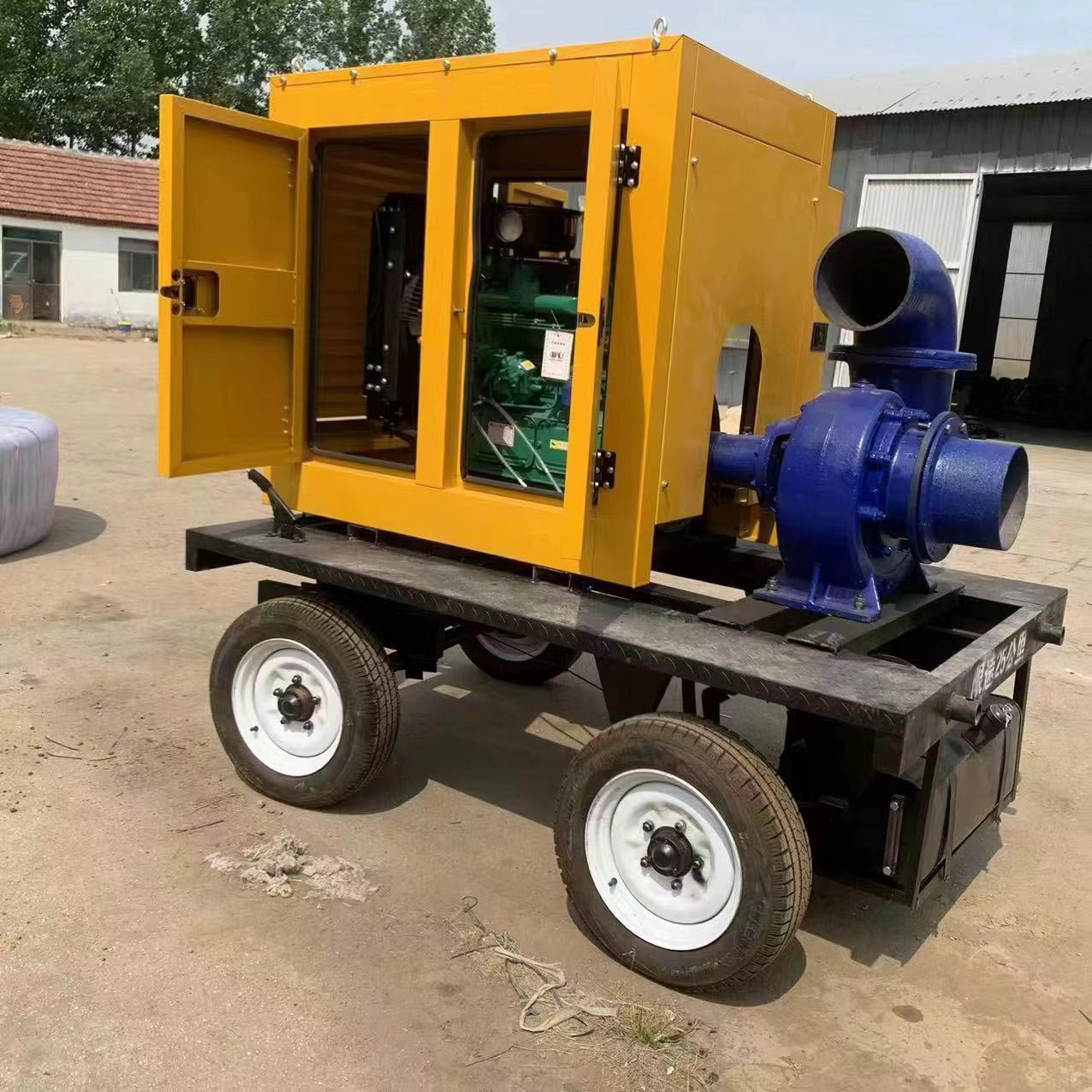 牵引排涝污水泵车 无需灌水转向灵活市政排涝泵 四轮防汛泵车