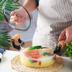 High borosilicate transparent pot double-eared glass pot open flame soup pot stew pot soup household high temperature resistant gas steamer heat resistant