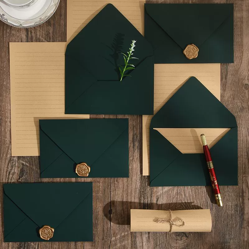 250 г темно-зеленая текстура конверт огненная краска утолщение высокого чувства поздравительная открытка приглашение ретро крафт-бумага для писем