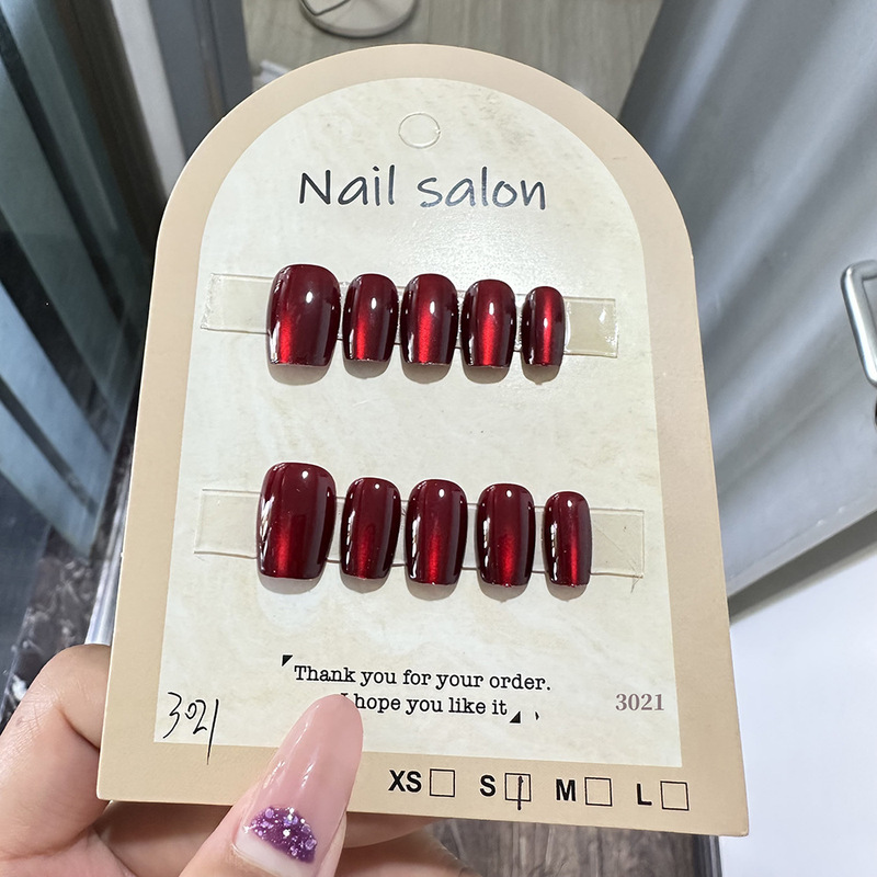 Wearable Nails Cat Eye Wearable Nail Patches Pure Handmade Semi-Handmade Manicure Fake Nails Gilt 3021 Style