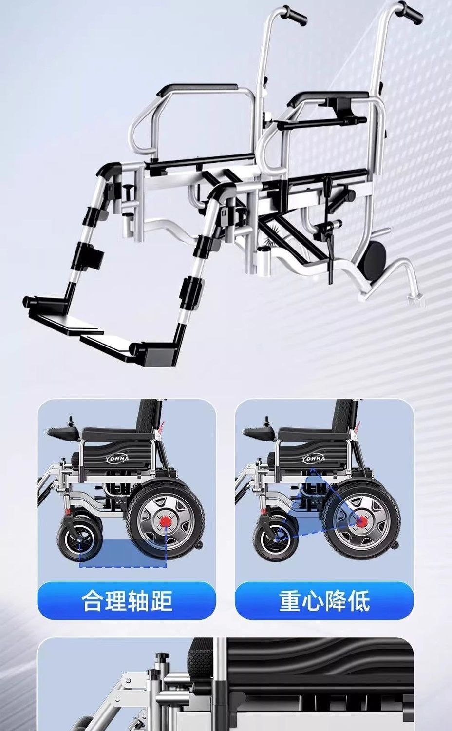 Branded electric wheelchair for the elderly, intelligent foldable electric mobility aid