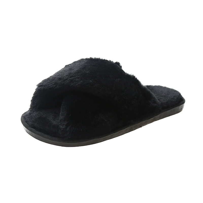 Slippers women, faux fur slip-on cozy indoor slides, sizes 36–45, multi-color options