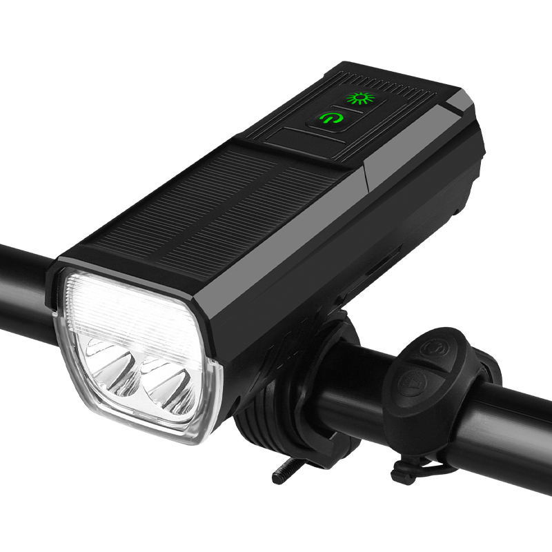 Luz delantera para bicicleta recargable con energía solar, luz para bicicleta 4T6 ultrabrillante con haz alto y bajo, luz para bicicleta TYP-C