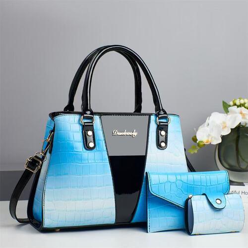 Women's Leather Handbag Set of 3, Large Capacity, Fashionable and Versatile, with Crocodile Texture Embossing, Stylish and Trendy