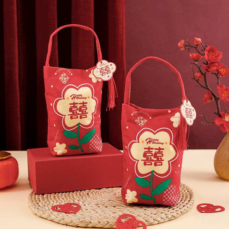 新型結婚喜糖袋中国式喜糖箱結婚式高級感お土産袋婚約無料折りたたみ喜糖袋|undefined