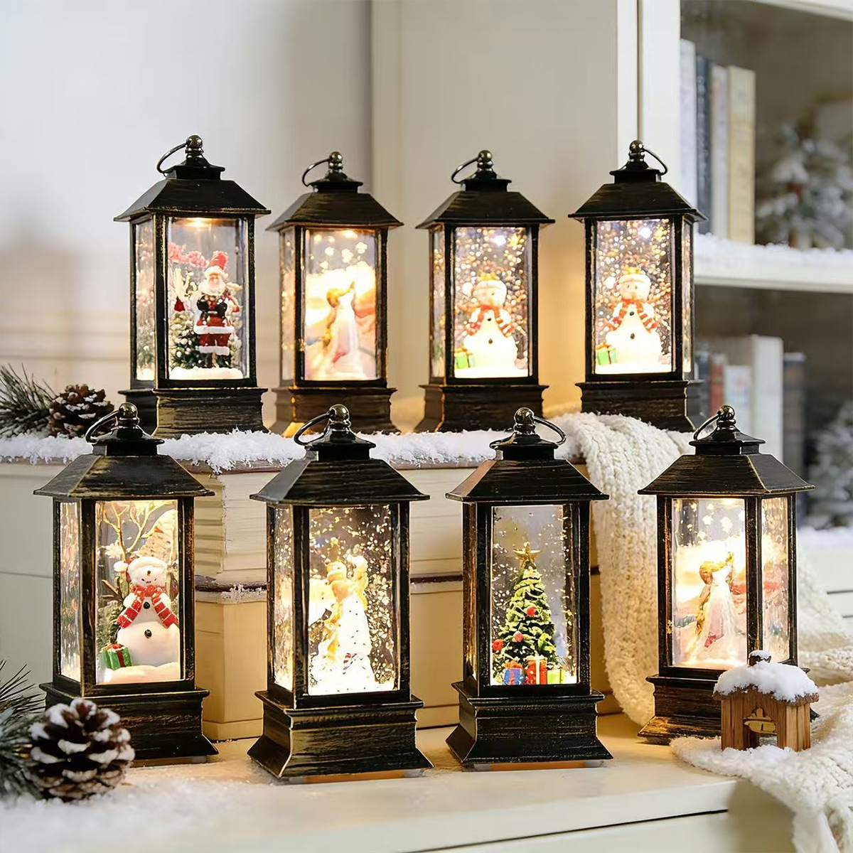 Nuevo agua de Navidad lámpara de vela luminosa lámpara de viento decoración de Santa Claus pequeño regalo de árbol de Navidad