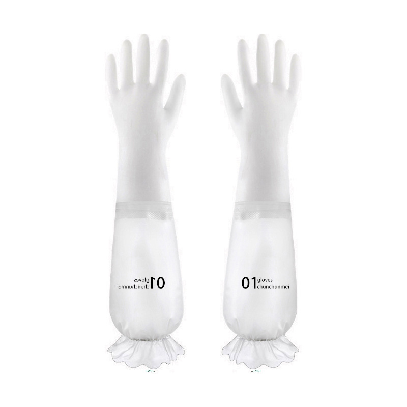 Guantes de goma para lavar platos de limpieza al por mayor guantes de lavandería cocina durable látex forrado de lana gruesa impermeable guantes domésticos