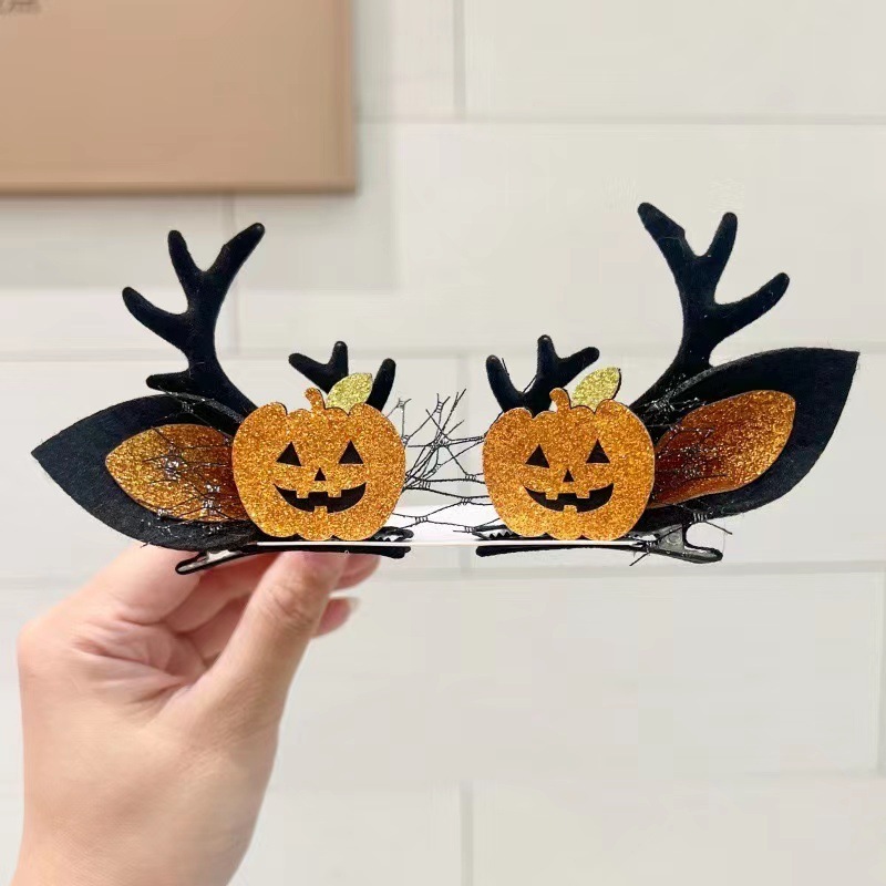 国境を越えた新型ハロウィーンヘアピン頭蓋カボチャ幽霊髪飾り鬼節衣装道具龍角シミュレーションヘアピン|undefined
