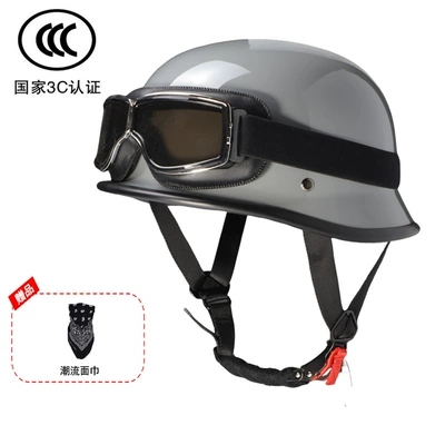 Motosiklet kaskı (dəbilqə) — National Standard 3C Military Helmet - cement-gray-carding-goggles-face-towel-m